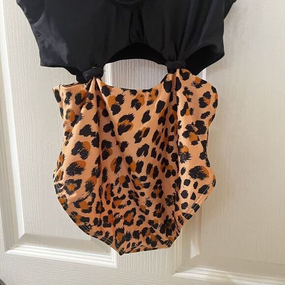 Art Class Black Leopard Print One Piece Swimsuit Girls Size Medium 7-8 - Picture 9 of 11